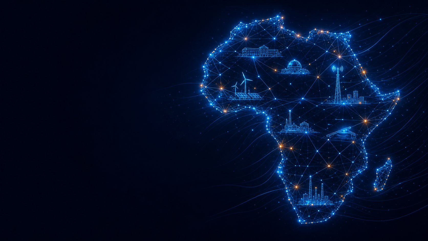 Abstract intelligent infrastructure map of Africa